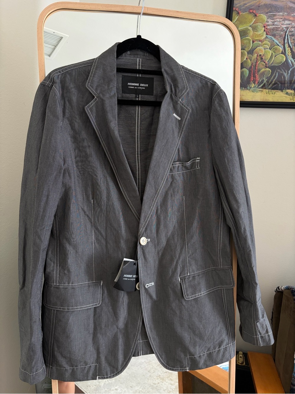 Comme des Garcons HOMME DEUX Casual Gray Blazer - Men's Single-Breasted Jacket L